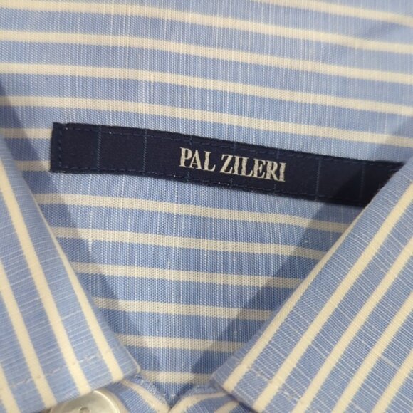 Pal Zileri Stripes blue & white shirt in cotton and linen blend - Picture 5 of 10